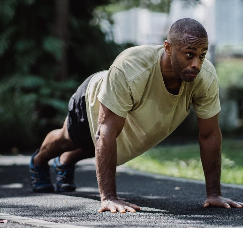 man doing push up