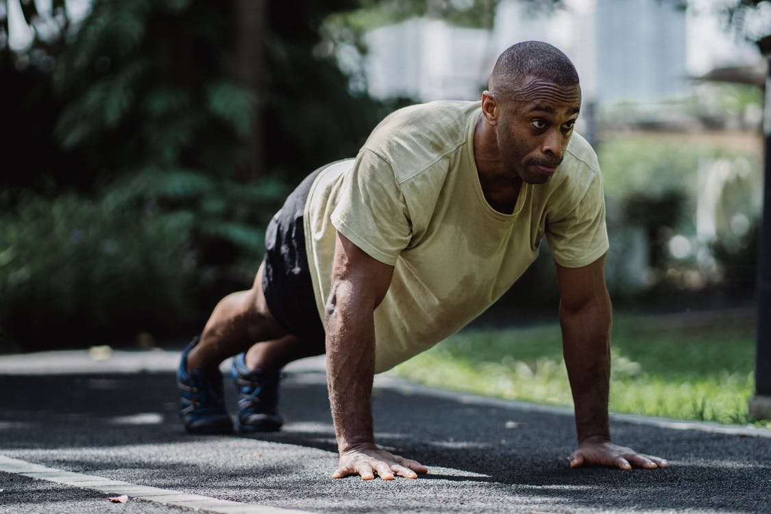 man doing push up