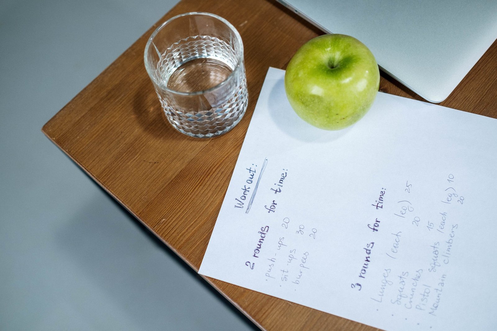 workout plan on table